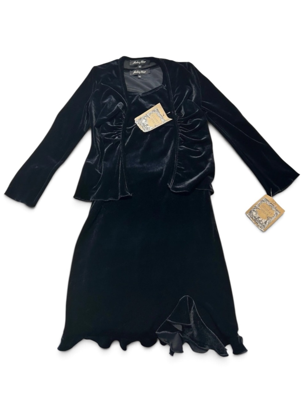 Monkey Wear Black Velvet Two-Piece Jacket & Dress Set